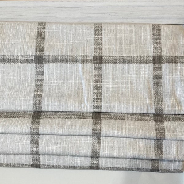 Custom Roman Shade in Windowpane Check Linen beige also available in other colors