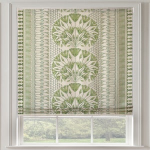 Anna French Cairo Roman Shade in Green and White