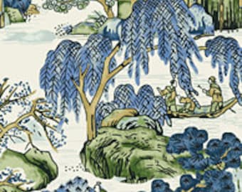 Thibaut Asian Scenic WALLPAPER in Blue and Green other colors available