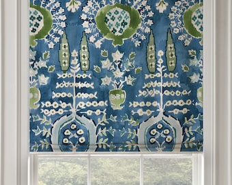 Thibaut Mendoza Suzani Fabric Roman Shade Blue and Green - Etsy