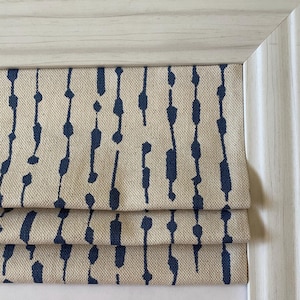 Custom Roman Shade in Designer Indo Slate Blue