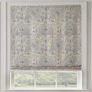 Peter Dunham Deeg Roman Shade Shown in Blue on White Other colors are available
