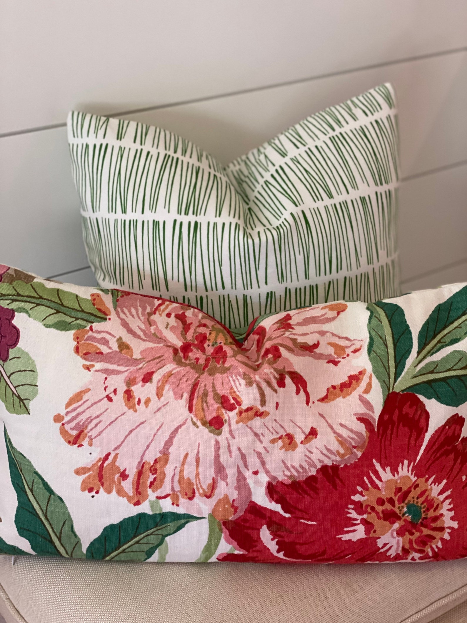 Green and White Modern Farmhouse Pillow Cover/Designer Pillow/ Etsy