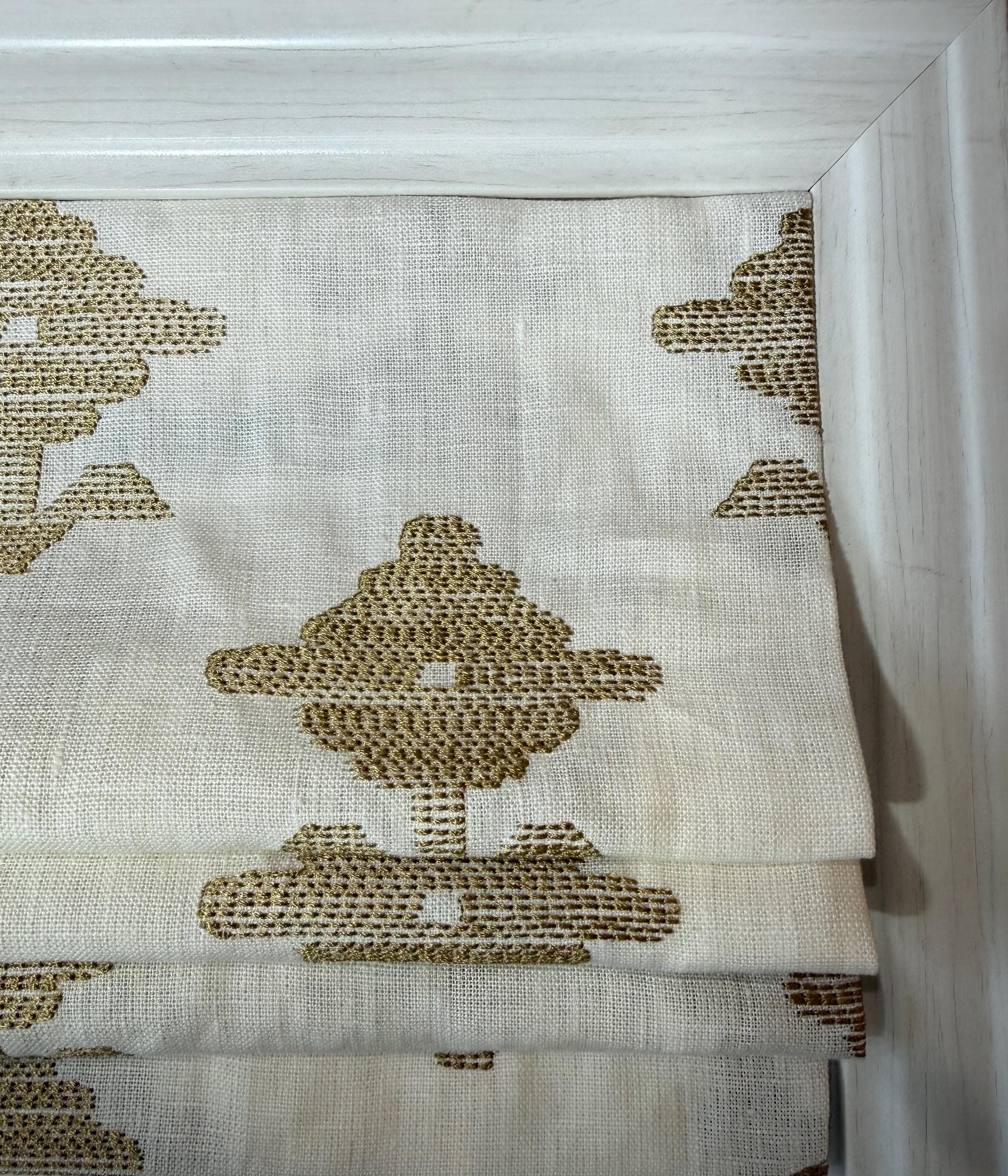 Schumacher Rubia Embroidery Custom Roman Shade Shown in Ivory - Etsy