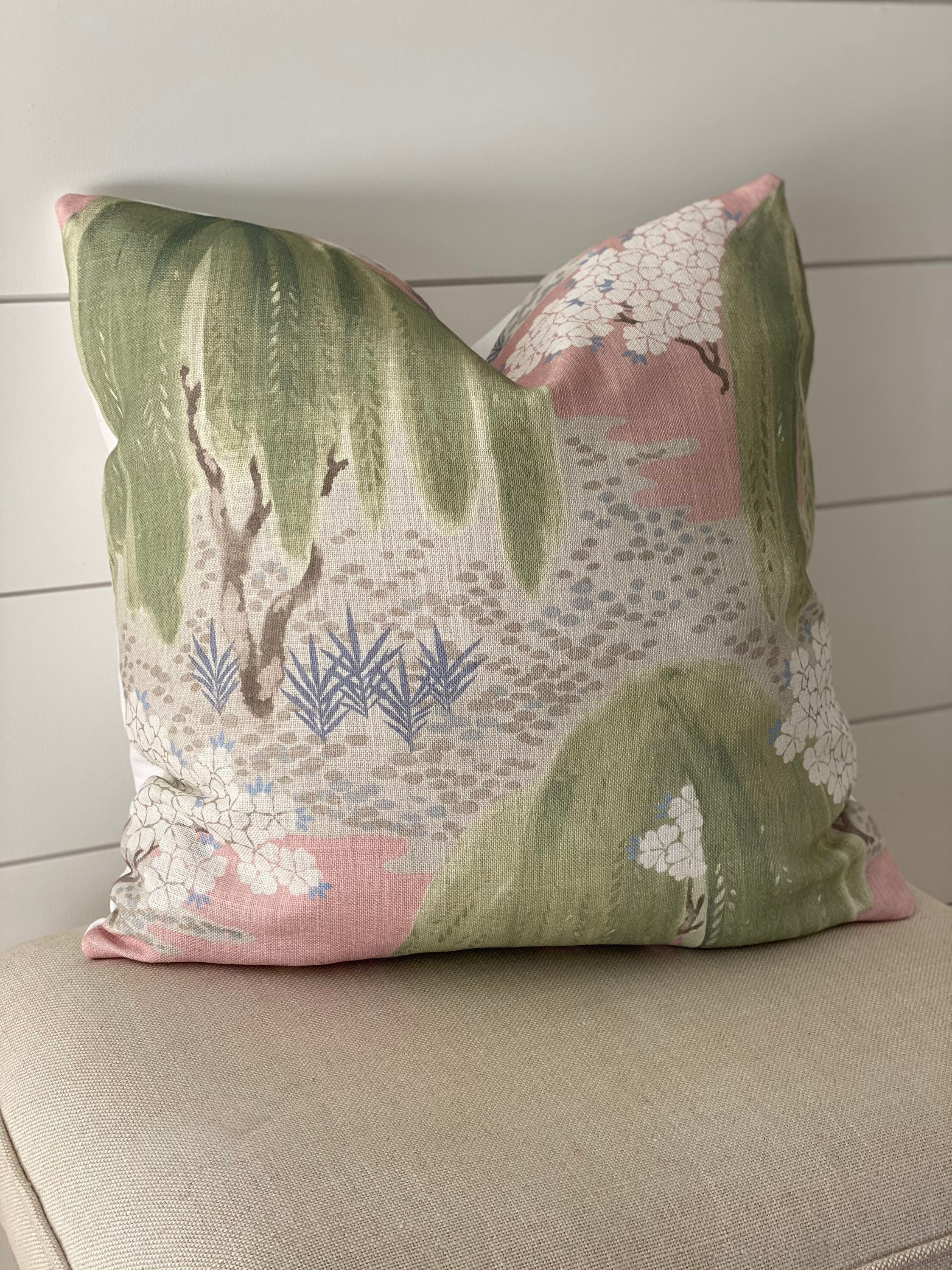 Botanical Thibaut Willow Tree Lavender Throw Pillow Cover