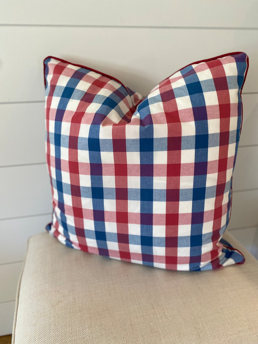 Thibaut Saybrook Anna French Red and Blue Pillow Cover/designer Pillow/ Decorative Throw Pillow