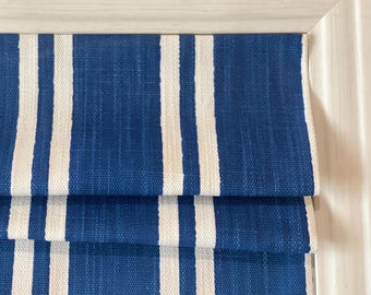 Custom Roman Shade in Down the Line Blue and White