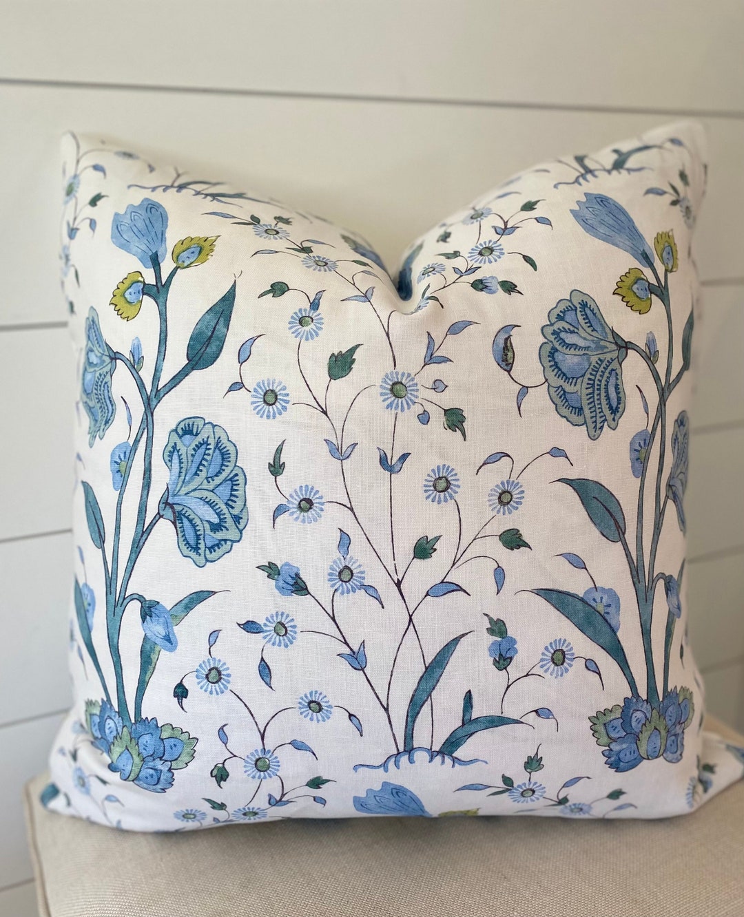 Schumacher Khilana Peacock Pillow Cover: Floral Designer Throw Pillow ...