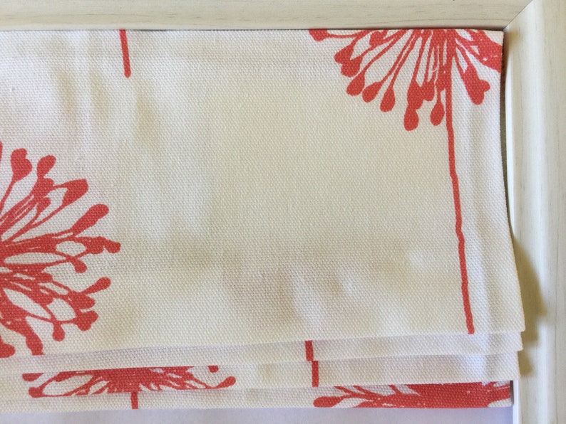 Custom Roman Shade in Coral and White Dandelion image 2