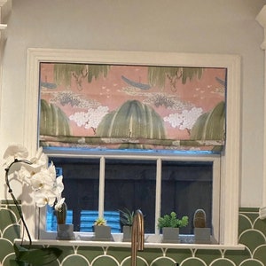 NEW Thibaut Willow Tree Roman Shade shown in blush