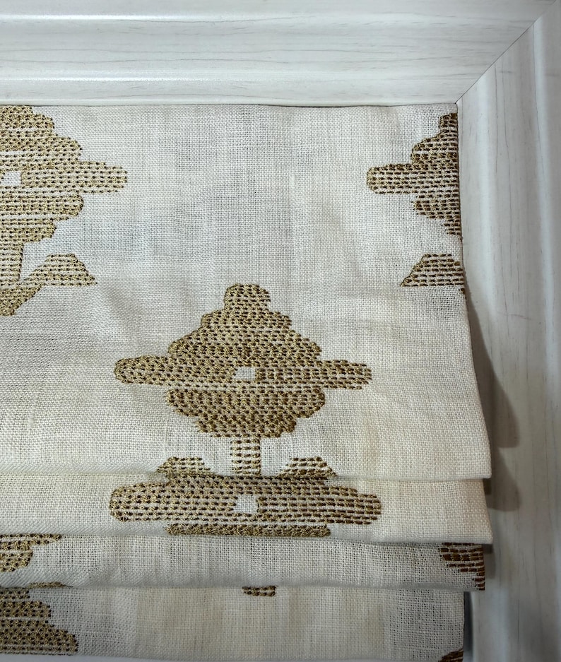 Schumacher Rubia Embroidery Custom Roman Shade Shown in Ivory - Etsy