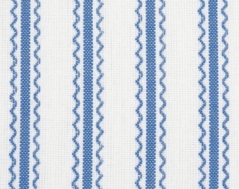 Cortina romana Schumacher Birdie Ticking en azul índigo