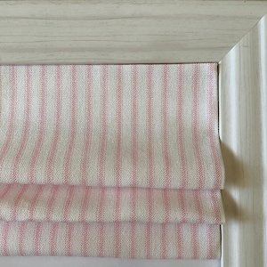 Custom Roman Shade in Classic Ticking in Pink