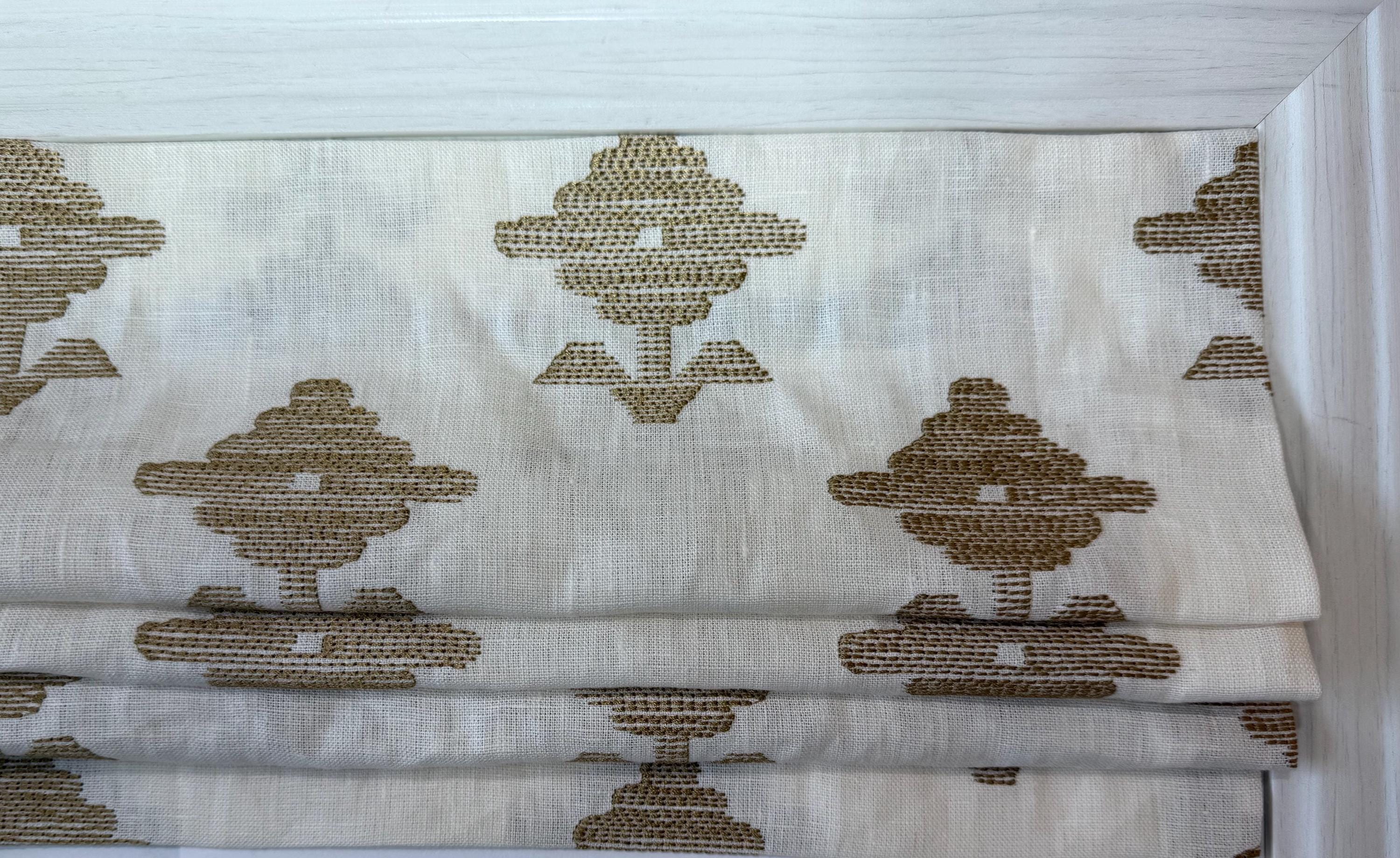 Schumacher Rubia Embroidery Custom Roman Shade Shown in Ivory - Etsy