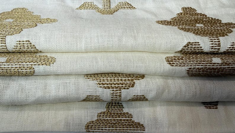 Schumacher Rubia Embroidery Custom Roman Shade Shown in Ivory - Etsy