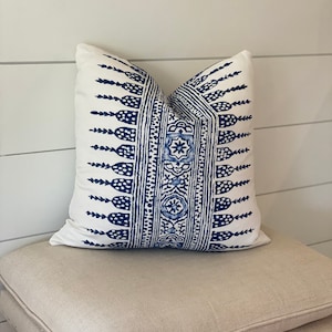 Thibaut Javanese Stripe Pillow Cover: Blue Batik Throw Pillow