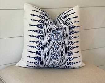 Thibaut Javanese Stripe Pillow Cover: Blue Batik Throw Pillow
