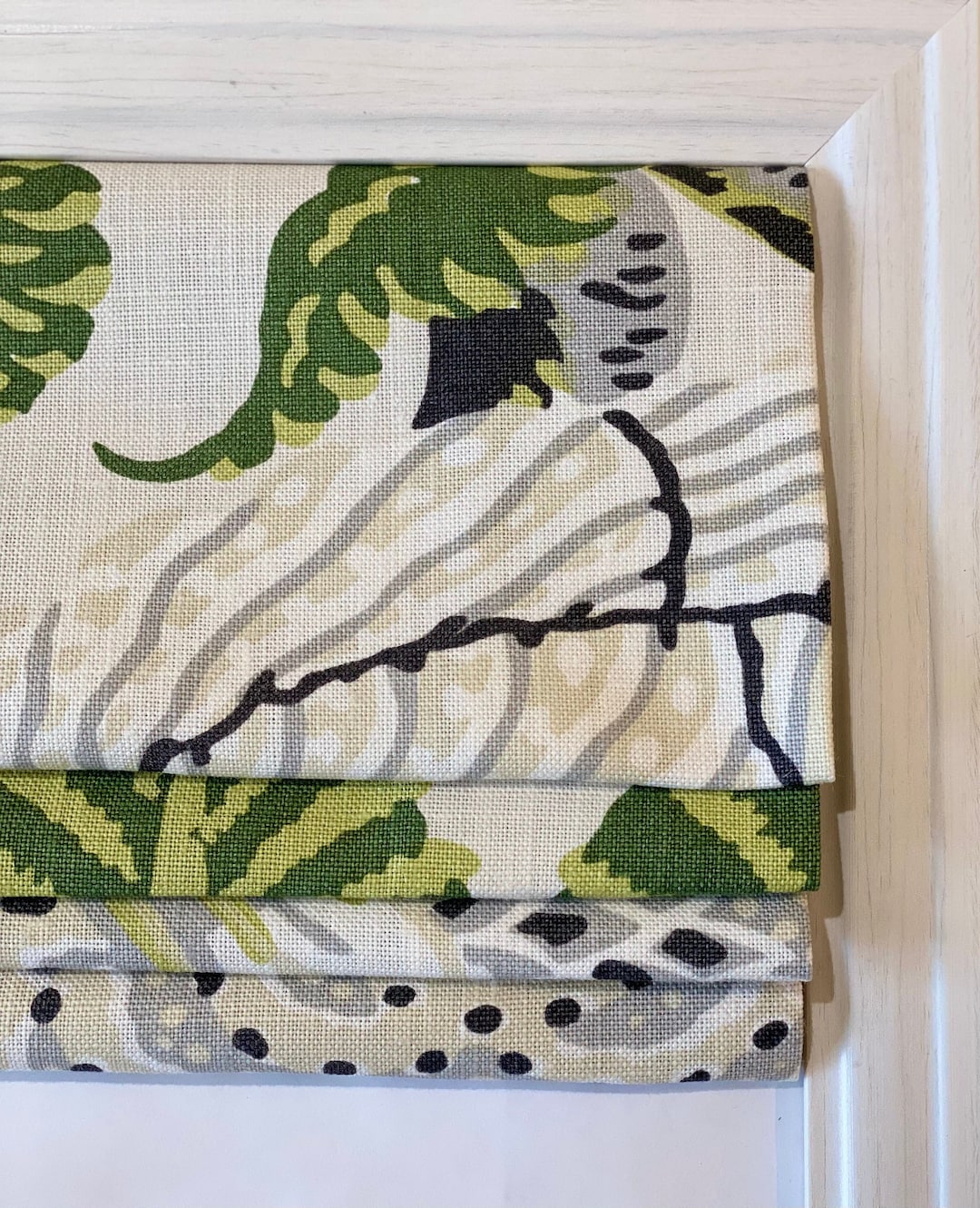 Thibaut Mitford Roman Shade Shown in Green and White Etsy