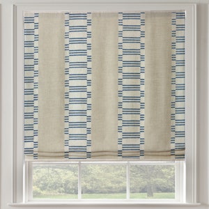 Designer Anna French Japonic Stripe Roman Shade shown in navy