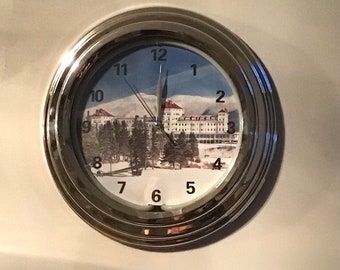 Neon clock Mt Washington Hotel winter