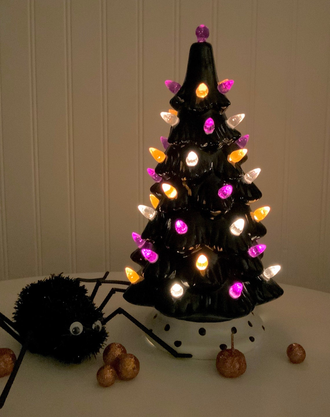 Hand Painted Lighted Ceramic Halloween Tree 11 Etsy