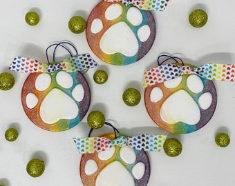 Rainbow Bridge Paw Print Ornaments*FREE PERSONALIZATION!