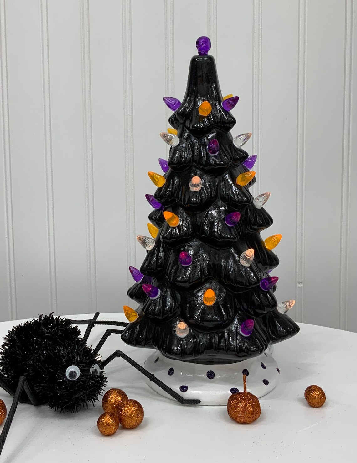 Hand Painted Lighted Ceramic Halloween Tree 11 Etsy