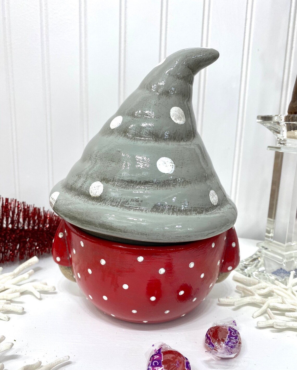 Ceramic Gnome Candy Jar Etsy