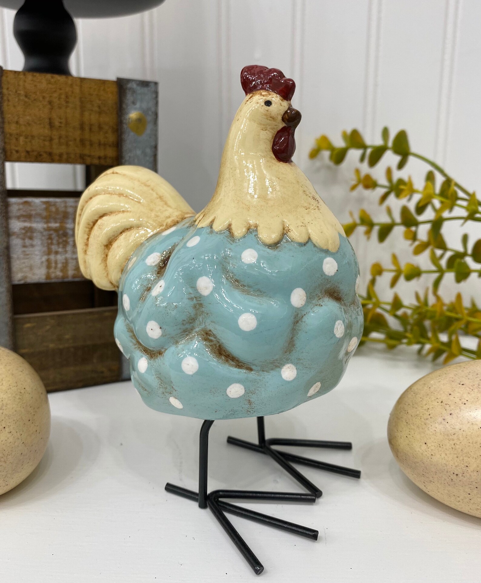 Adorable Handpainted Ceramic Chicken with Metal Feet Etsy