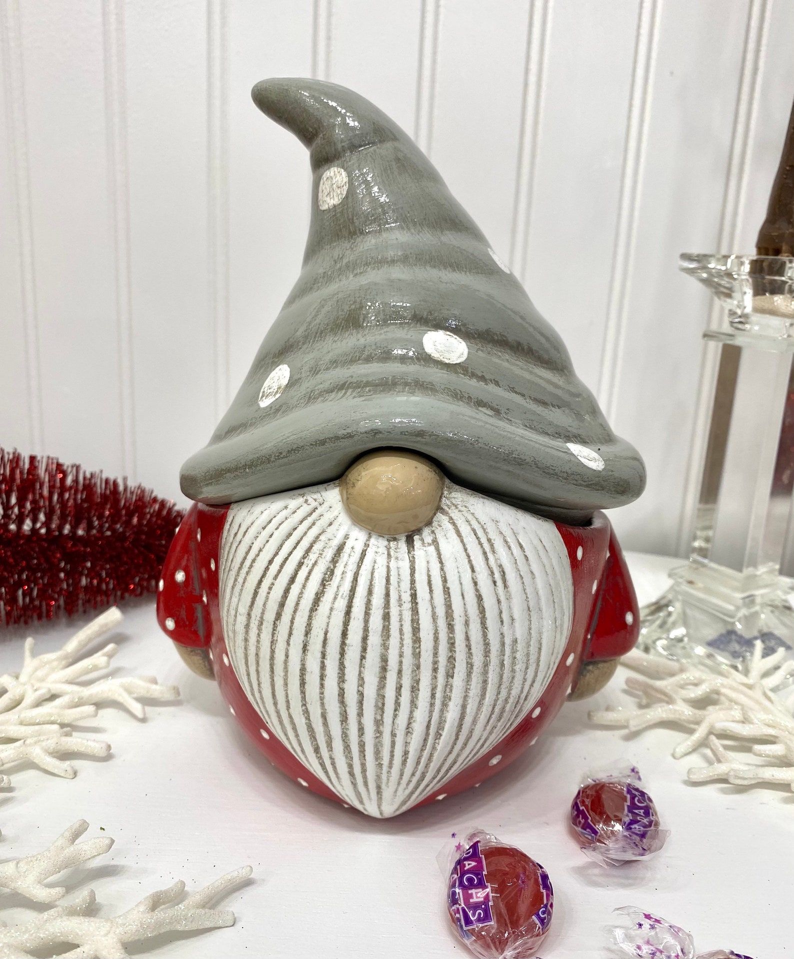 Ceramic Gnome Candy Jar Etsy