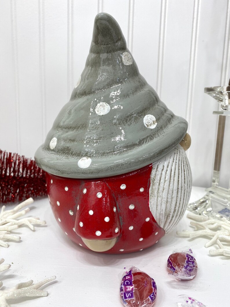 Ceramic Gnome Candy Jar Etsy