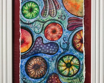 Original Watercolor/Watercolor Pencil On Torn Paper “Underwater Color” by Joey Dill