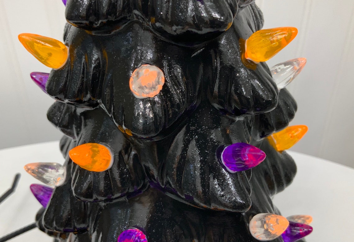 Hand Painted Lighted Ceramic Halloween Tree 11 Etsy
