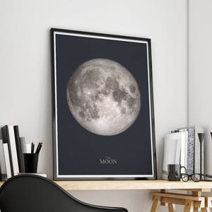 Moon Print, Full Moon Wall Art, Moon Poster, Moon Printable, Lunar Print, Full Moon Print, Moon Phase Art Print, La Luna Print, Moon Decor image 1