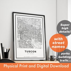 Impressão de mapa de Tuscon, mapa de Tuscon, mapa da cidade, presente de impressão de Tuscon, arte de mapa de Tuscon, mapa de Tuscon Arizona, pôster de Tuscon, arte de parede de Tuscon