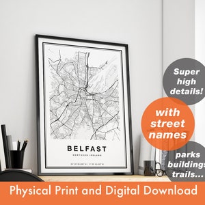 Belfast Karte,Belfast Karte,Belfast Stadtplan,Belfast Poster,Belfast Straßenkarte,Belfast Kunstdruck,Belfast Straßenkarte, Nordirland Karte