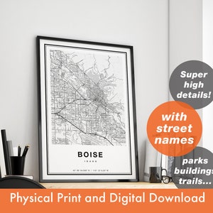 Impressão de mapa de Boise, mapa de Boise, mapa da cidade, presente de impressão de Boise, arte de mapa de Boise, mapa de Boise Idaho, pôster de Boise, arte de parede de Boise para impressão