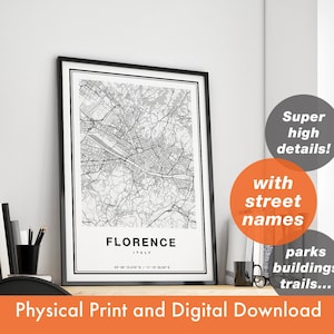 Florence Map Print, Map Of Florence, City Map, Florence Print Gift, Florence Map Art, Florence Italy Map, Florence Poster, Florence Wall Art