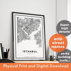 Impressão de mapa de Istambul, mapa de Istambul, mapa da cidade, presente de impressão de Istambul, arte de Istambul, mapa de Istambul Turquia, pôster de Istambul, arte de parede de Istambul