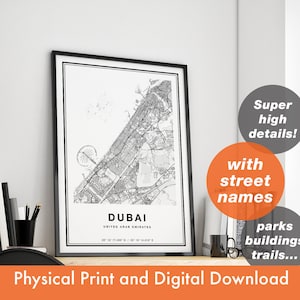 Impressão de mapa de Dubai, mapa de Dubai, mapa da cidade, presente de impressão de Dubai, arte do mapa de Dubai, mapa de Dubai Emirados Árabes Unidos, pôster de Dubai, arte de parede de Dubai, Emirados Árabes Unidos