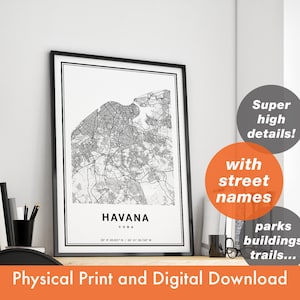 Impressão de mapa de Havana, mapa de Havana, mapa da cidade, presente de impressão de Havana, arte do mapa de Havana, mapa de Havana Cuba, pôster de Havana, arte de parede de Havana para impressão