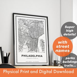 Philadelphia Map, Philadelphia City Map, Philadelphia Print, Philadelphia Poster, Map Of Philadelphia, Philadelphia, Philadelphia Street Map