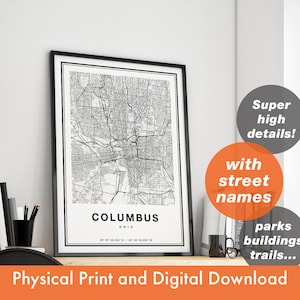 Columbus Map Print, Map Of Columbus, City Map, Columbus Print Gift, Columbus Map Art, Columbus Ohio Map, Columbus Poster, Columbus Wall Art
