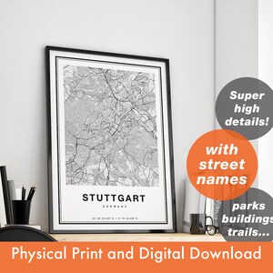 Stuttgart Map Print, Map Of Stuttgart, City Map, Stuttgart Print Gift, Map Art, Stuttgart Germany Map, Stuttgart Poster, Stuttgart Wall Art