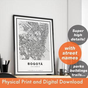 Bogota Map Print, Map Of Bogota, City Map, Bogota Print Gift, Map Art, Bogota Colombia Map, Bogotá Poster, Bogotá Wall Art