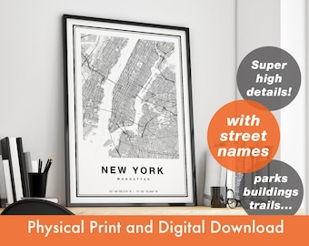 New York Map, New York Print, New York City Map, Manhattan Map Print, NYC Map Print, Manhattan Poster, NY Map, Map Of NYC