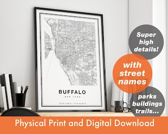 Buffalo Map Print, Map Of Buffalo, City Map, Buffalo Print Gift,Buffalo Map Art, Buffalo New York Map, Buffalo Poster, Buffalo Wall Art