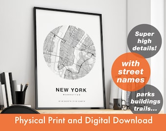 New York Map, New York City Map Print, Manhattan Map Print, NYC Map Print, Manhattan Map Poster, NY Map Wall Art, City Map Art, Map Of NYC