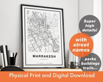 Marrakesh Map Print, Map Of Marrakesh, City Map, Marrakesh Print Gift, Map Art, Marrakesh Morocco Map, Marrakesh Poster, Marrakesh Wall Art