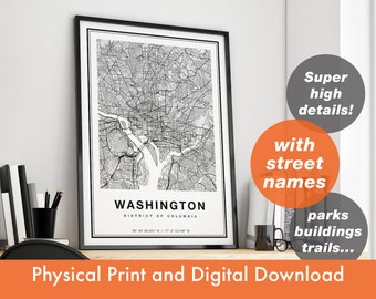 Washington DC Map Print, Printable Map Of Washington DC, City Map Art, Washington Dc Poster Gift, Washington DC Map Art, Washington dc Art